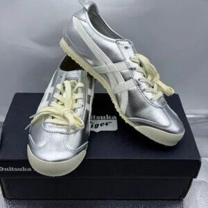 Mexico 66 Sd Pf Silver Leather Lace-Up Casual Sneakers